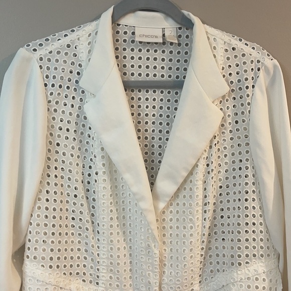 Chico's White Blazer Eyelet - Picture 3 of 10